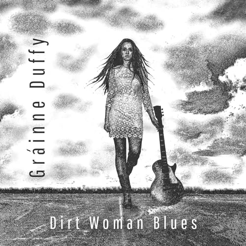 Black and white album cover featuring a woman with a guitar.