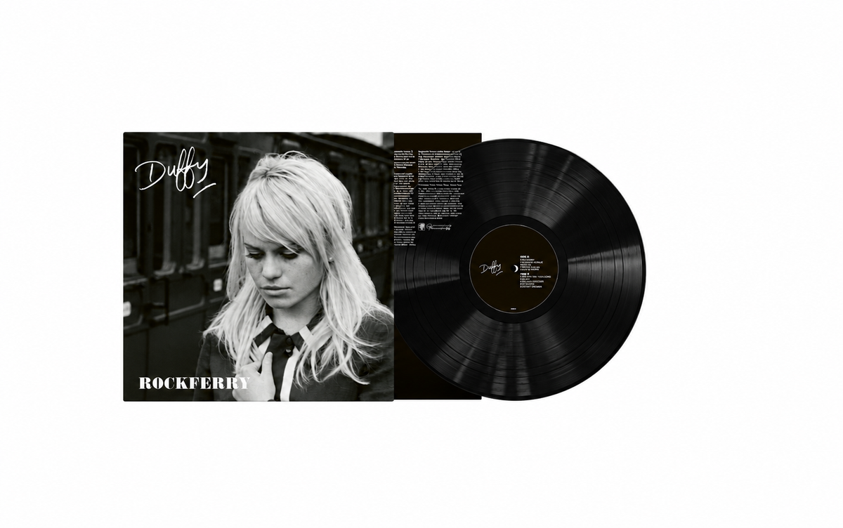 Duffy’s “Rockferry” vinyl record with a portrait of the singer.