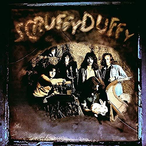 "CD album cover with band members and rabbit, sepia-toned image, grungy texture."