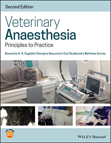 Book cover: "Veterinary Anaesthesia" with images of animal medical procedures.