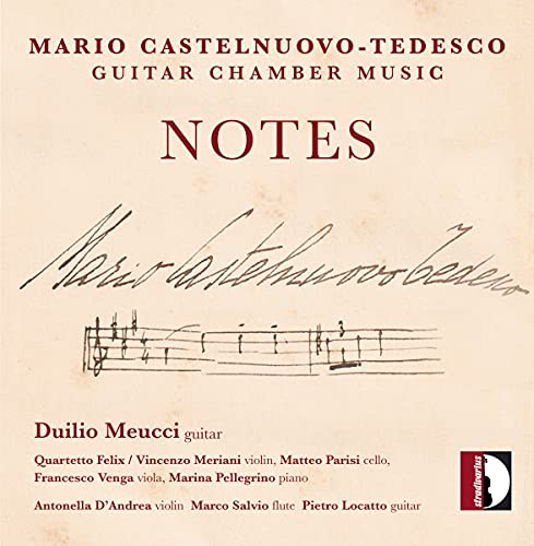 A beige CD cover featuring a musical score and red text with a black-and-white logo.