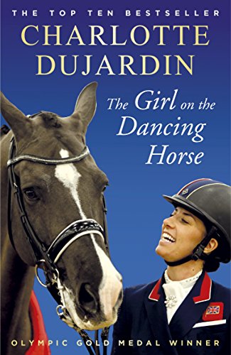 Book cover featuring Charlotte Dujardin in riding attire with a horse against a blue background.