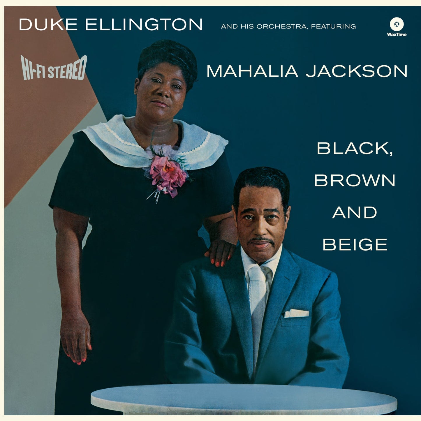 Duke Ellington and Mahalia Jackson posing for the Black, Brown and Beige album cover.