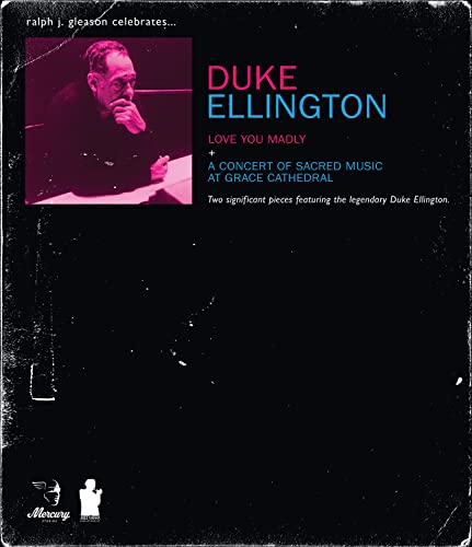 Duke Ellington in pink tones on black background with text describing concert music.