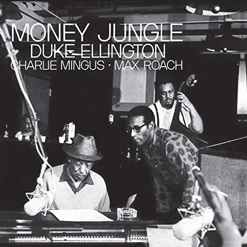 Black and white album cover featuring Duke Ellington, Charlie Mingus, and Max Roach.