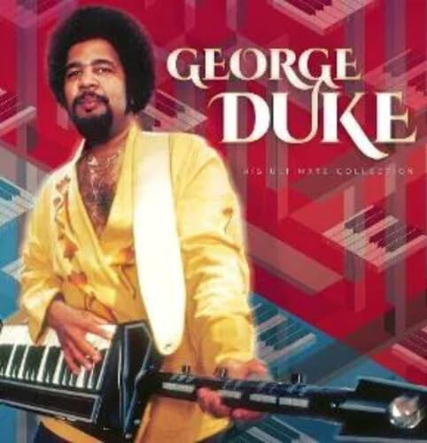 George Duke portrait with keyboard, album cover for “His Ultimate Collection.”