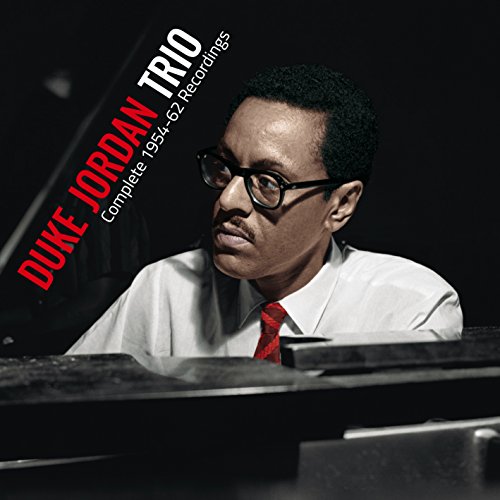 CD cover featuring Duke Jordan at a piano with red and white text overlay.