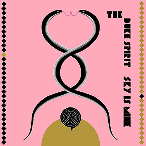 CD cover: intertwined black snakes on pink background with gold accents.