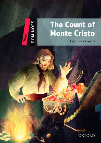 Book cover: "The Count of Monte Cristo" with illustrated man and treasure.
