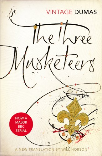 Book cover of The Three Musketeers by Dumas with a gold fleur-de-lis illustration.