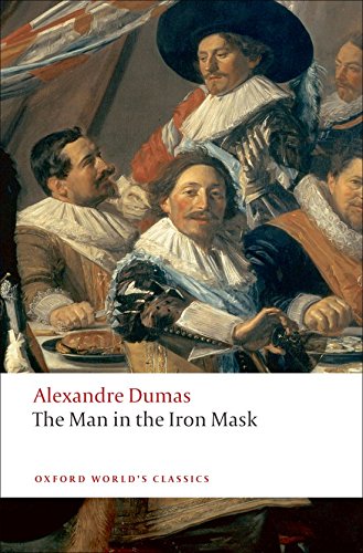 Book cover: painting of men in 17th-century attire, title “The Man in the Iron Mask.”