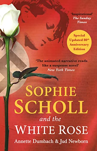 Book cover featuring a white rose against a red background with text overlay.
