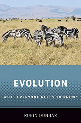 Book cover: "Evolution" with zebras in a savanna landscape.