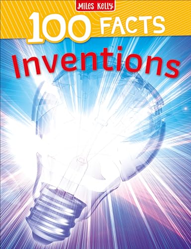 Book cover: "100 Facts Inventions" with a glowing lightbulb image.