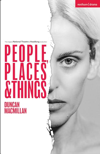 Book cover with a woman’s face split in half, red text: “People, Places & Things”.