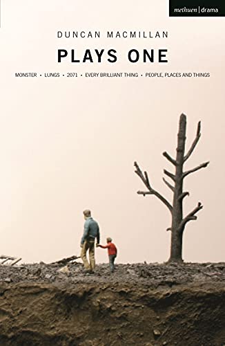 Book cover showing a man and child walking past a dead tree on earth.