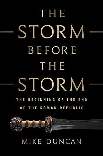 Book cover with gold text on black background and an ancient Roman sword.