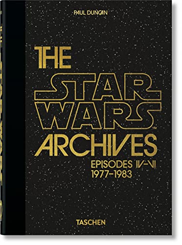 Black book cover with gold text titled The Star Wars Archives against starry background.