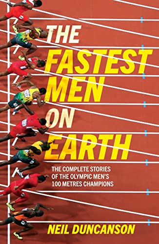 Book cover showing multiple sprinters on a track with large yellow text overlay.