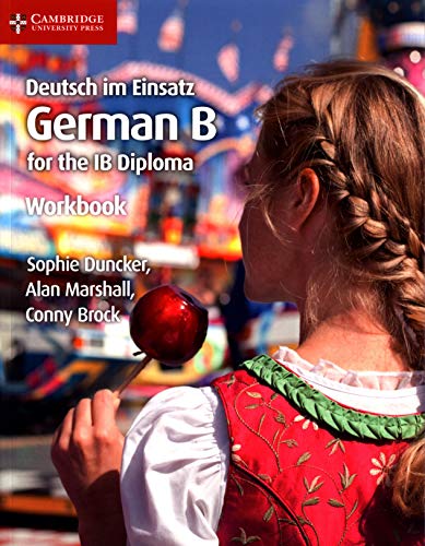 Workbook cover: “Deutsch im Einsatz German B” with girl and apple.