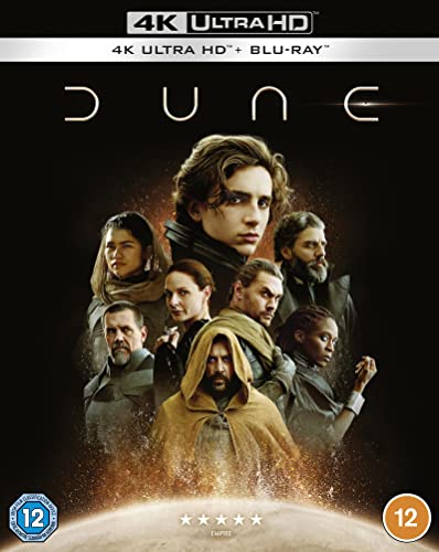 Dune" Blu-ray cover featuring a group of characters and a desert landscape.