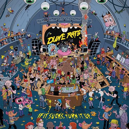 Dune Rats album cover: chaotic cartoon crowd at a lively concert.