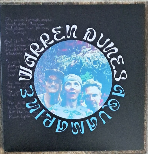 Vinyl record cover: Warren Dunes “Aquamarine” with a circular portrait.