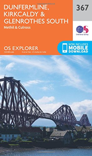Ordnance Survey map of Dunfermline, Kirkcaldy & Glenrothes South, with Forth Bridge image.