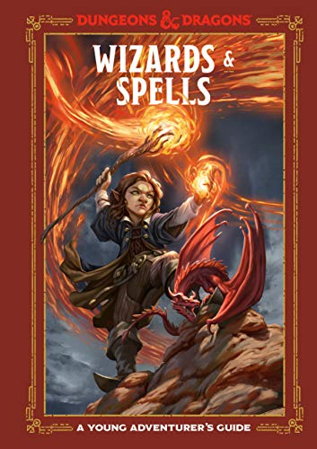 Book cover featuring a wizard casting a spell with a small dragon on rocks.