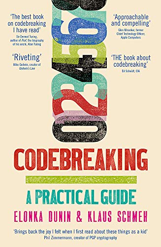 Book cover: “Codebreaking: A Practical Guide” with large, colorful numbers.