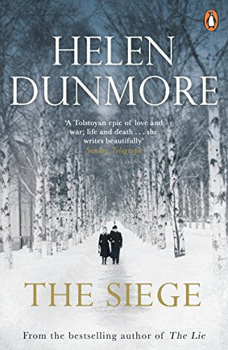 Book cover for The Siege by Helen Dunmore showing a couple walking through snow.