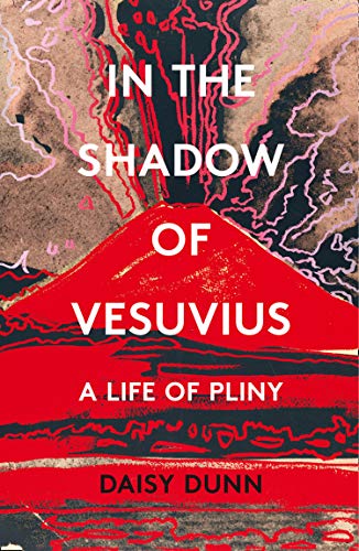 Book cover: red Mount Vesuvius with white text, “In the Shadow of Vesuvius.”