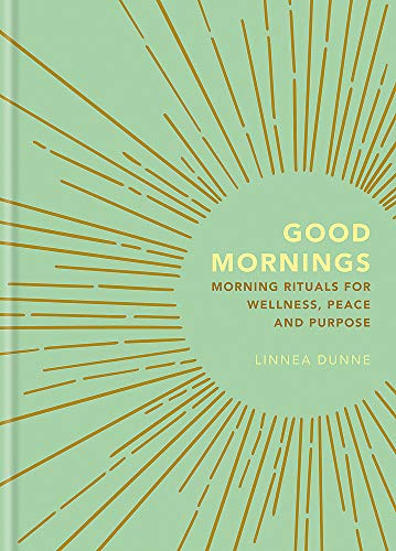 Pale green book cover with radiating lines and white text: "Good Mornings".