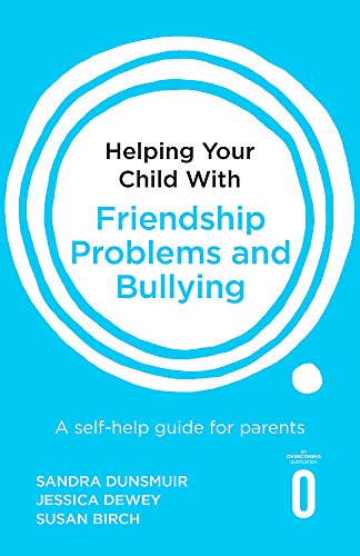 Book cover: blue with white circles, text about child friendship and bullying.