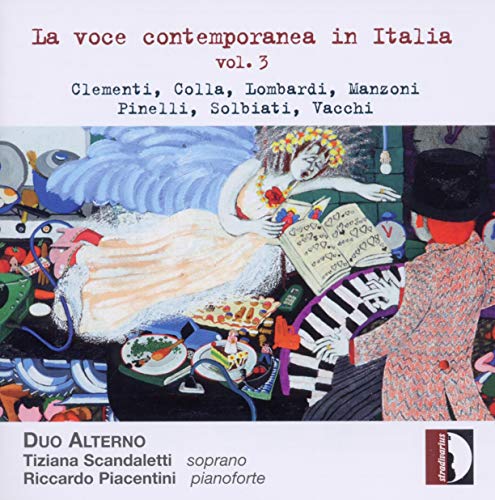 "CD cover art featuring abstract illustration of a woman and man with piano."