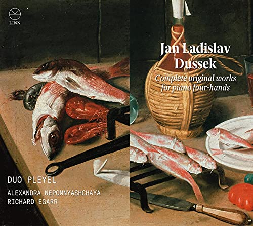 CD cover featuring a still life painting of fish and a basket.