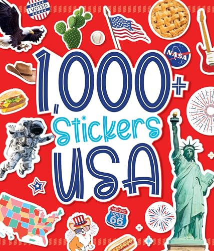 Sticker book cover featuring American symbols like the Statue of Liberty and eagle.