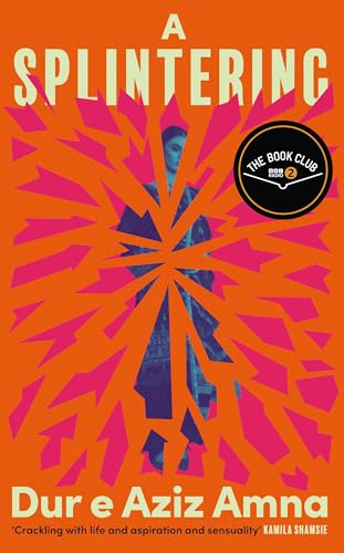 Book cover with orange background, pink splintering pattern, and a central figure silhouette.