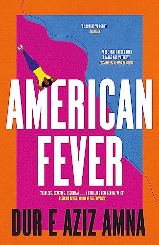 Book cover: "American Fever" with a figure running across a split-color background.