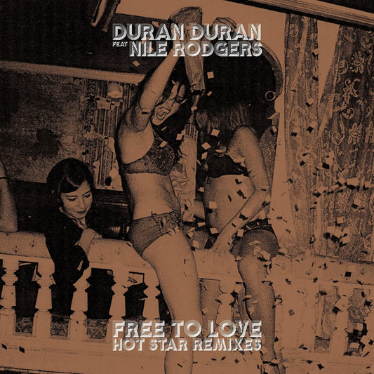 Sepia-toned CD cover for Duran Duran's "Free to Love" with figures dancing.