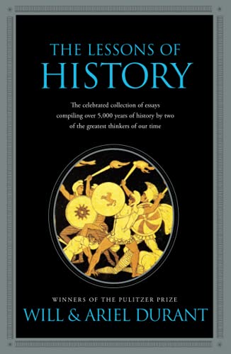 Book cover of The Lessons of History by Will and Ariel Durant with ancient illustration.