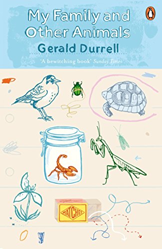 The image depicts a book cover with illustrations of various animals and a jar.