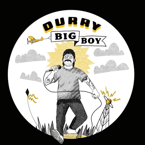Vinyl record cover featuring a sketched musician with a microphone.