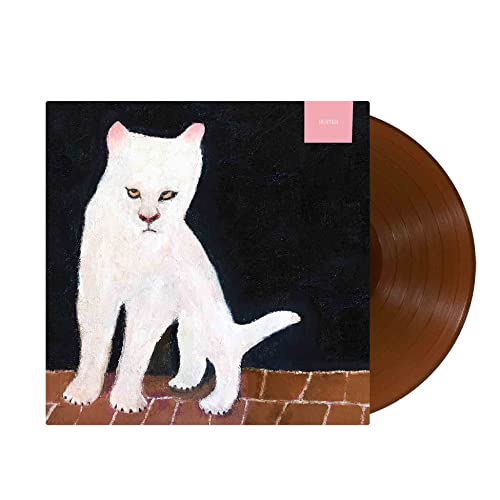 Vinyl record with painted cover featuring a white cat sitting down.