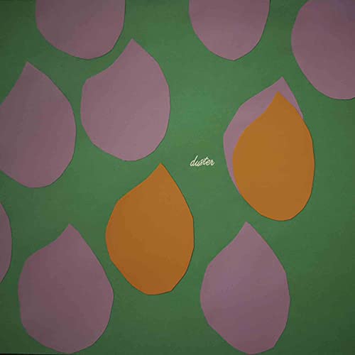 Album cover featuring pink and orange petal shapes on a green background with text.