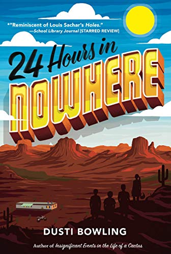 Book cover: desert landscape with figures, trailer, and bold title text.