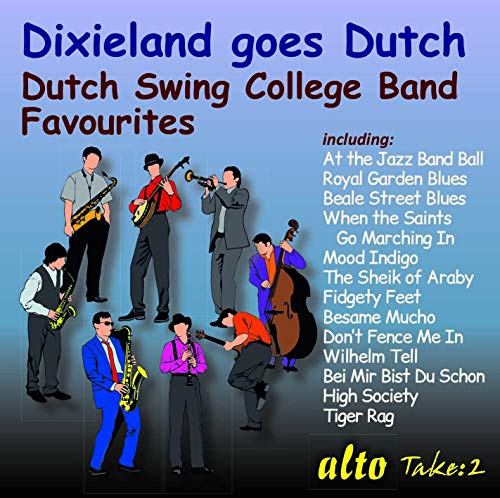 CD cover for "Dixieland Goes Dutch" featuring a jazz band illustration.