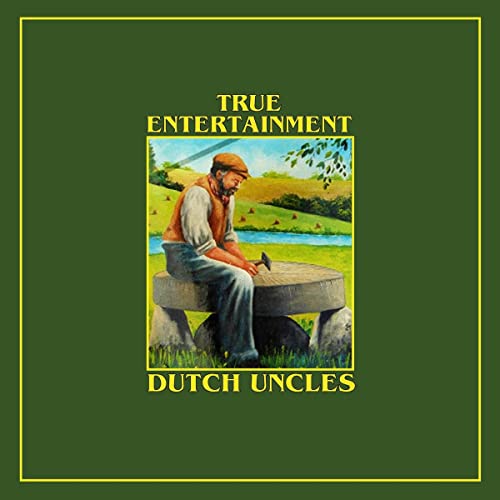 CD cover: man with hammer sits by a stone in a field.