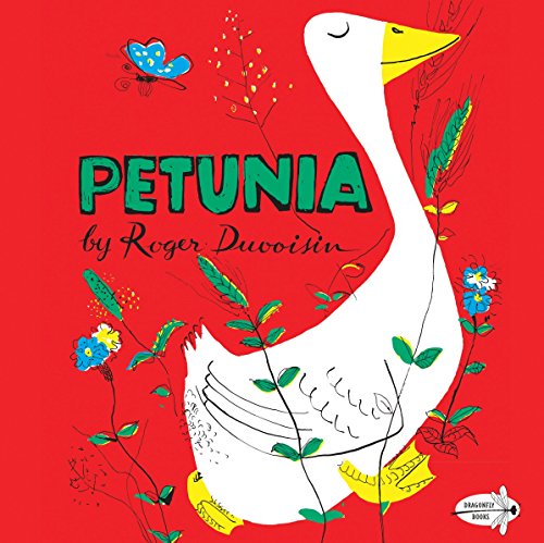 Book cover: white goose with blue butterfly on a red background.
