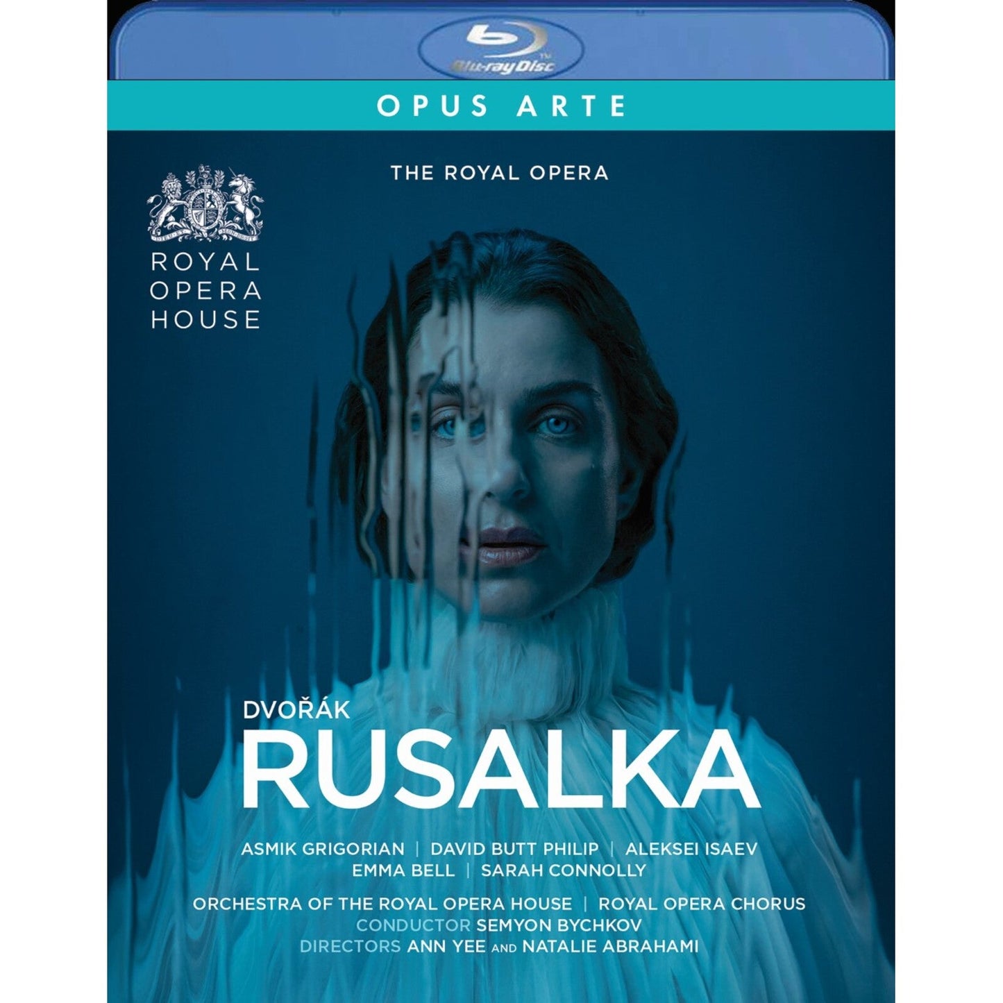 Blu-ray cover for Dvorak’s Rusalka opera featuring a woman’s portrait.